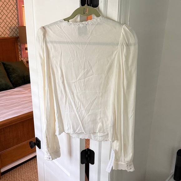 Reformation Cream Blouse with Lace Trim - Picture 2 of 2